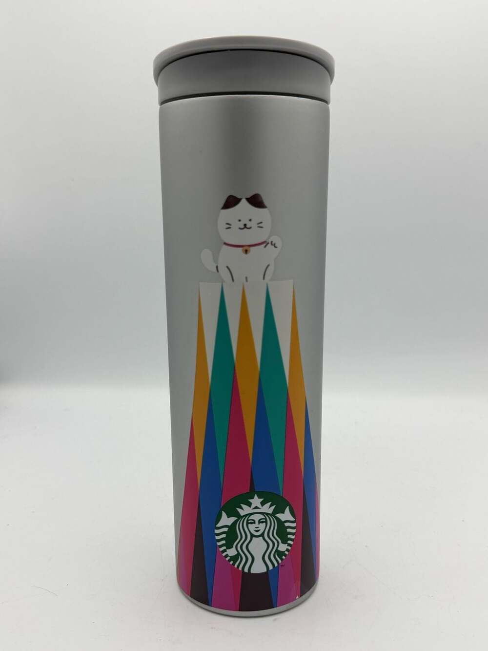 Starbucks 2023 Lucky Cat Tumbler 16oz 473mL Stainless Steel Silver Travel Mug